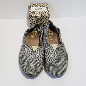 Toms Classic Canvas Flats Gray Sparkle (8.5)